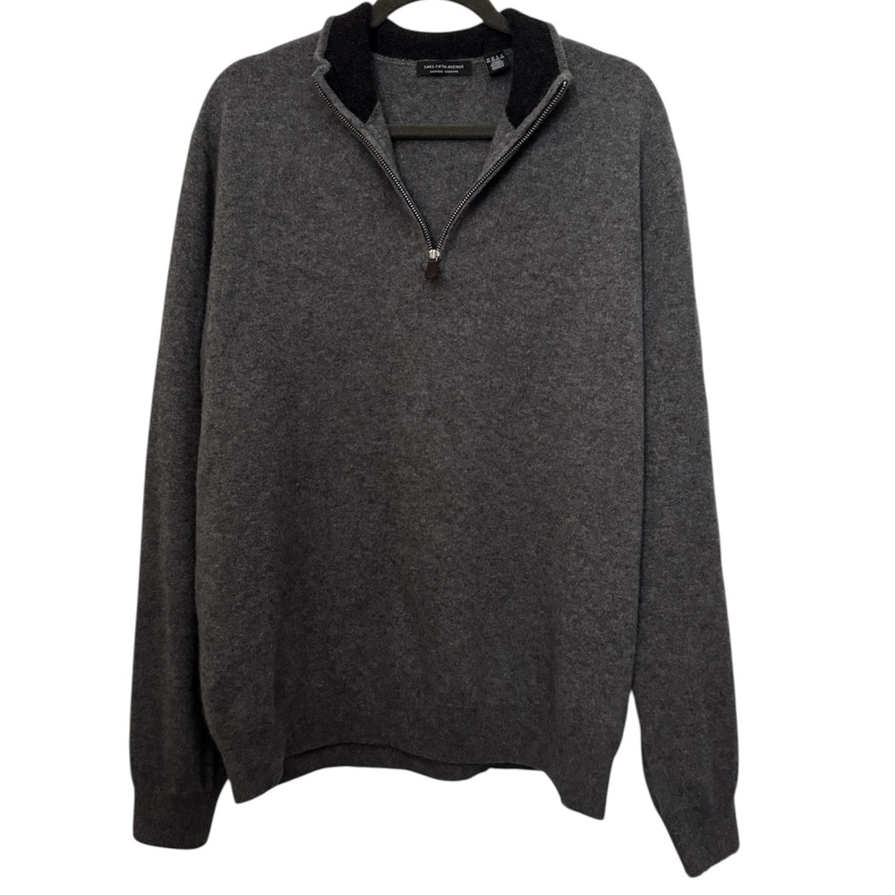 Saks Fifth Avenue Charcoal Zip-Up Sweater